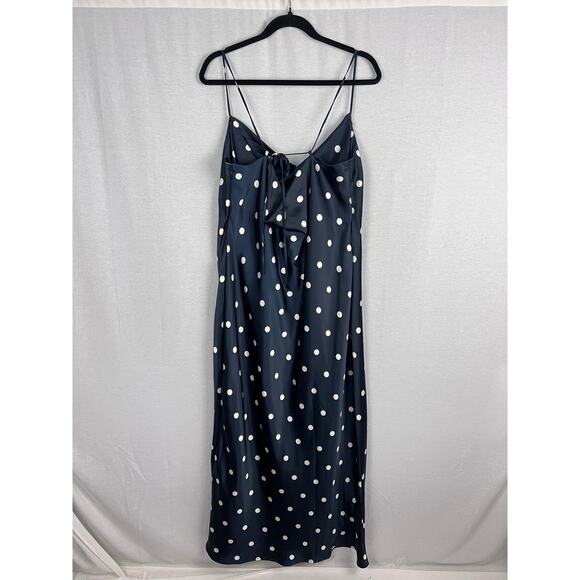 NWT Old Navy Dress Cowl Neck Slip Maxi Polka Dot Satin Romantic Party Retro - Picture 5 of 8